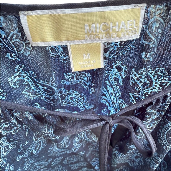 Michael Kors Women's Blue Paisley 3/4 Sleeve Tunic Blouse Size M - Picture 3 of 3